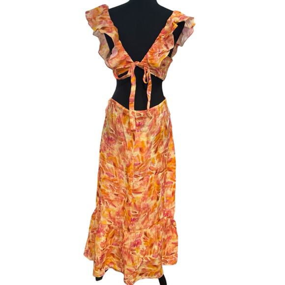 NWT! Zara Linen Floral Ruffled Midi V-Neck Dress - Blogger Favorite - Size XL - Picture 15 of 16